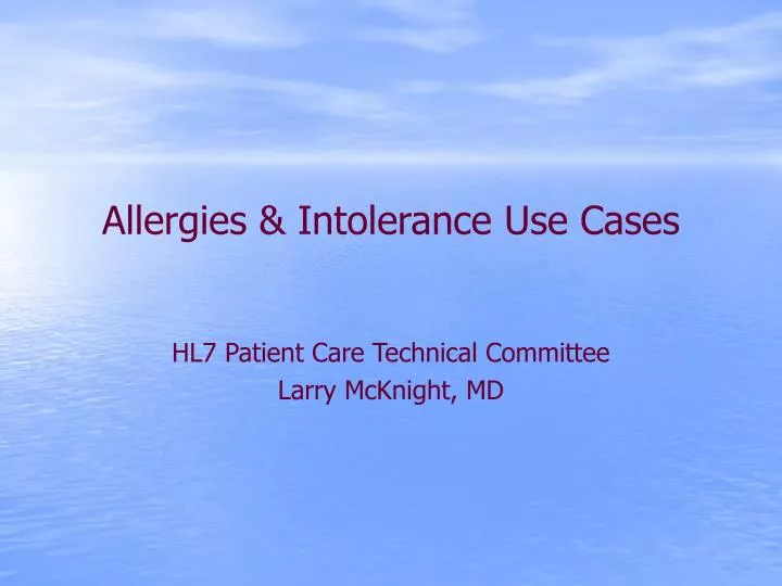 allergies intolerance use cases