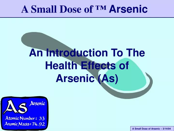an introduction to the health effects of arsenic as