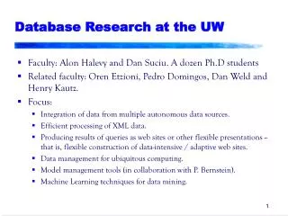 Database Research at the UW