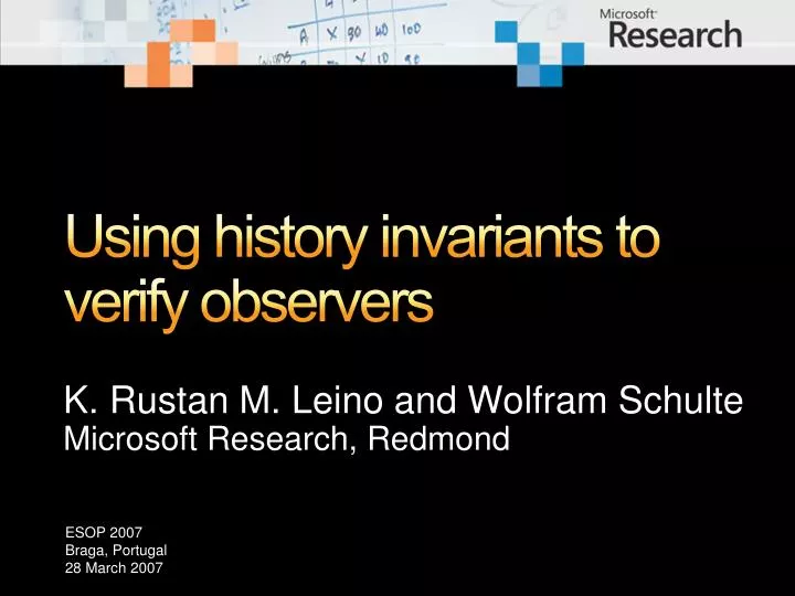 using history invariants to verify observers