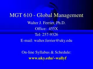 MGT 610 - Global Management