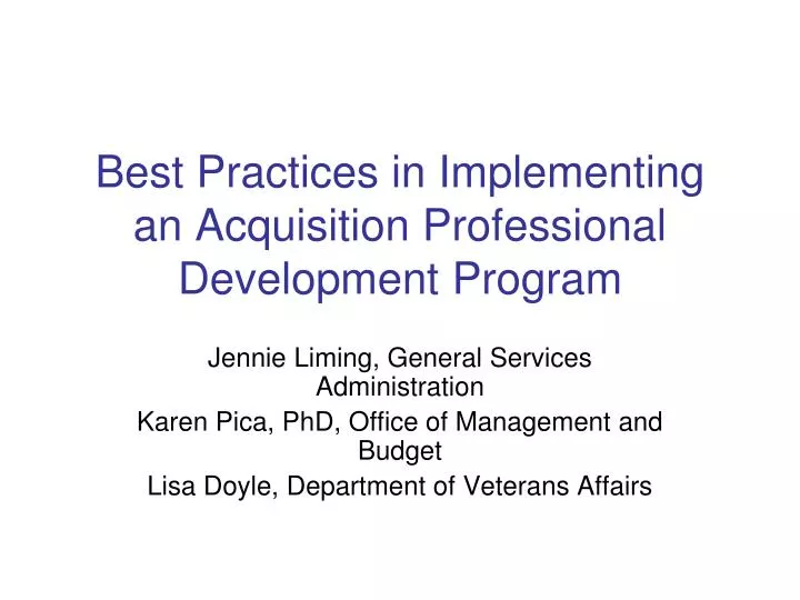 best practices in implementing an acquisition professional development program