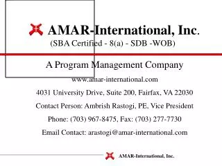 AMAR-International, Inc . (SBA Certified - 8(a) - SDB -WOB)