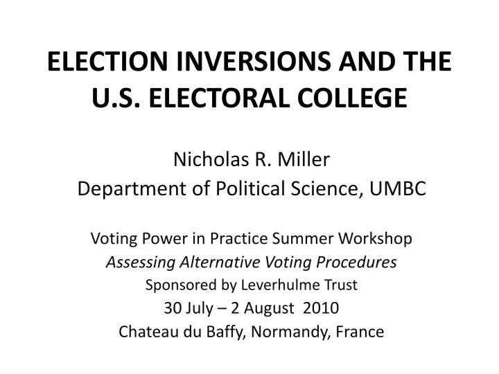 election inversions and the u s electoral college