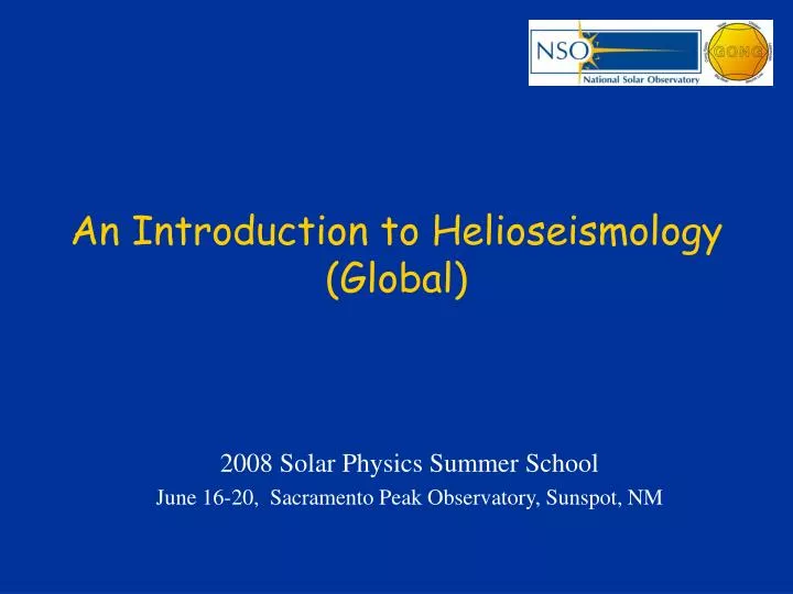 an introduction to helioseismology global