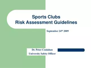 Sports Clubs Risk Assessment Guidelines