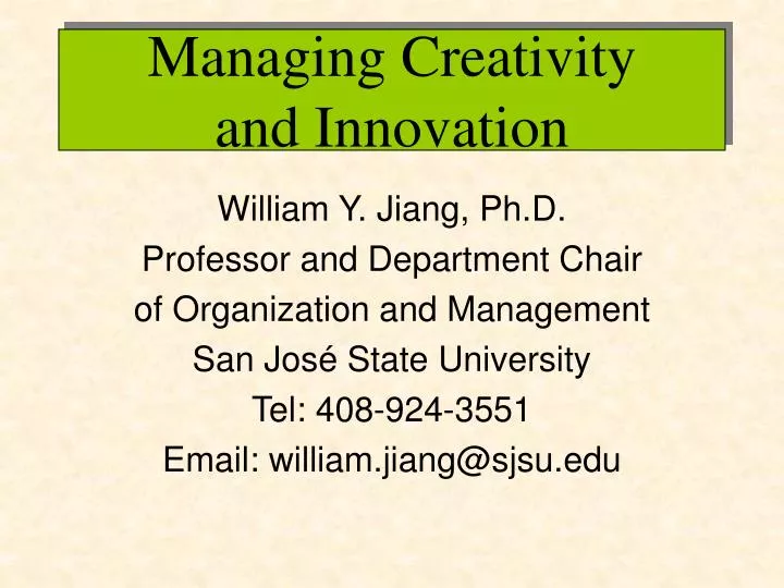 managing creativity and innovation