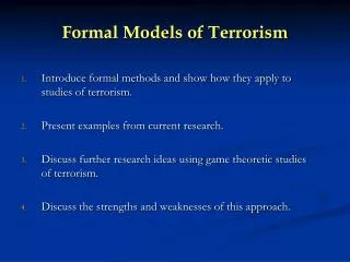 Formal Models of Terrorism