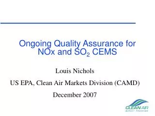 Ongoing Quality Assurance for NOx and SO 2 CEMS