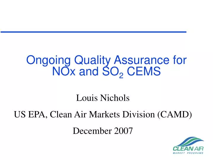 ongoing quality assurance for nox and so 2 cems