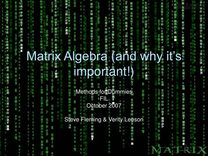 matrix algebra and why it s important