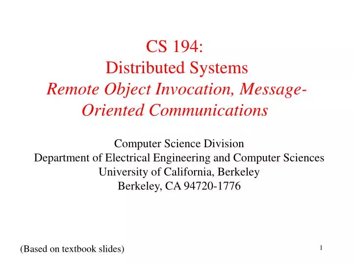 cs 194 distributed systems remote object invocation message oriented communications