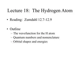 Lecture 18: The Hydrogen Atom