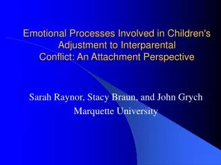 Emotional Processes Involved in Children's Adjustment to Interparental Conflict: An Attachment Perspective