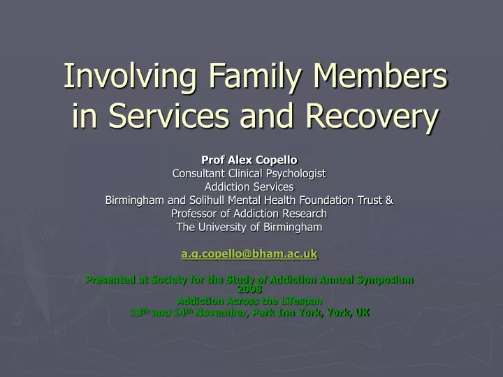 involving family members in services and recovery