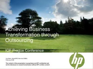 Achieving Business Transformation through Outsourcing IOF Prague Conference