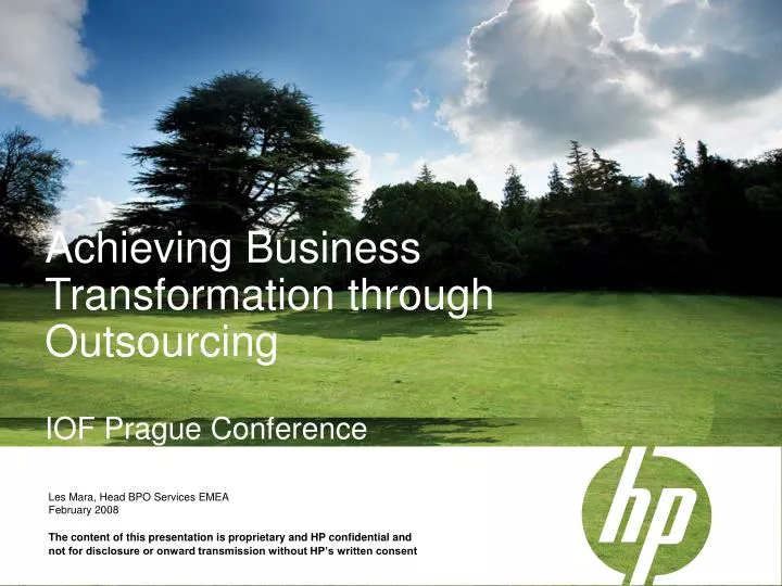 achieving business transformation through outsourcing iof prague conference