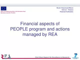 Financial aspects of PEOPLE program and actions managed by REA