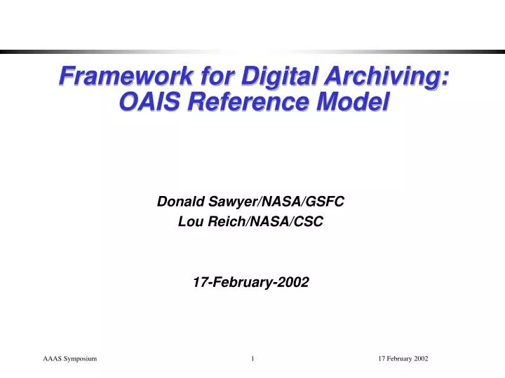 framework for digital archiving oais reference model