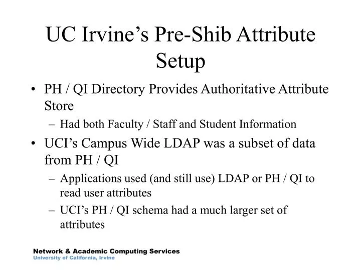 uc irvine s pre shib attribute setup