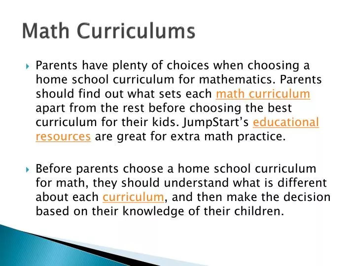 math curriculums