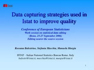 Data capturing strategies used in Istat to improve quality