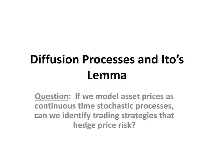 diffusion processes and ito s lemma