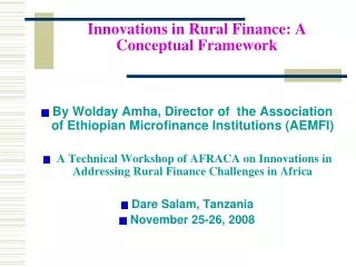 innovations in rural finance a conceptual framework