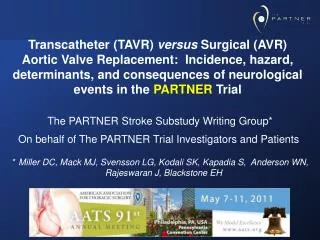  The PARTNER Stroke Substudy Writing Group* On behalf of The PARTNER Trial Investigators and Patients