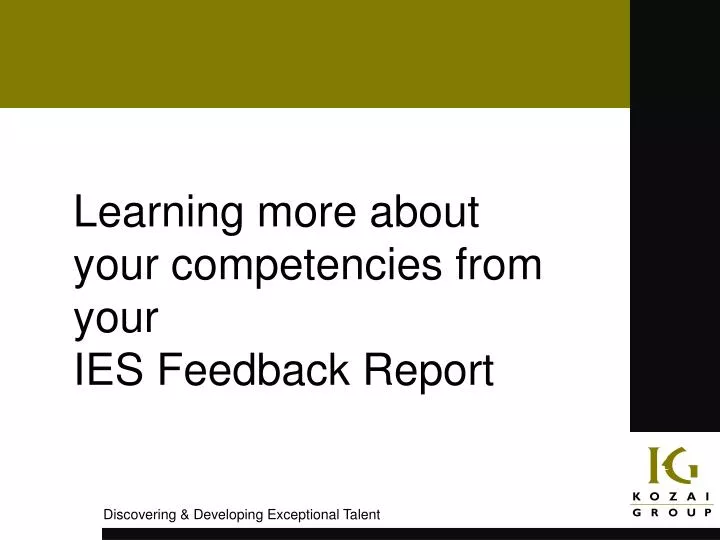 learning more about your competencies from your ies feedback report