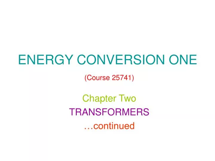 energy conversion one course 25741