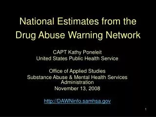 National Estimates from the Drug Abuse Warning Network