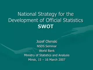 National Strategy for the Development of Official Statistics SWOT