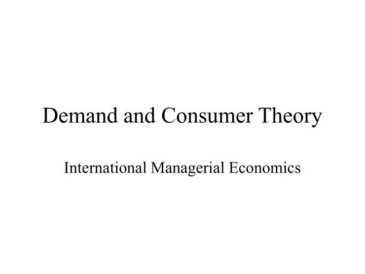 demand and consumer theory