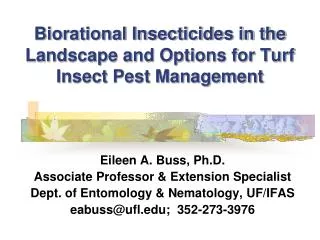 Biorational Insecticides in the Landscape and Options for Turf Insect Pest Management