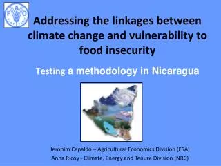 Addressing the linkages between climate change and vulnerability to food insecurity