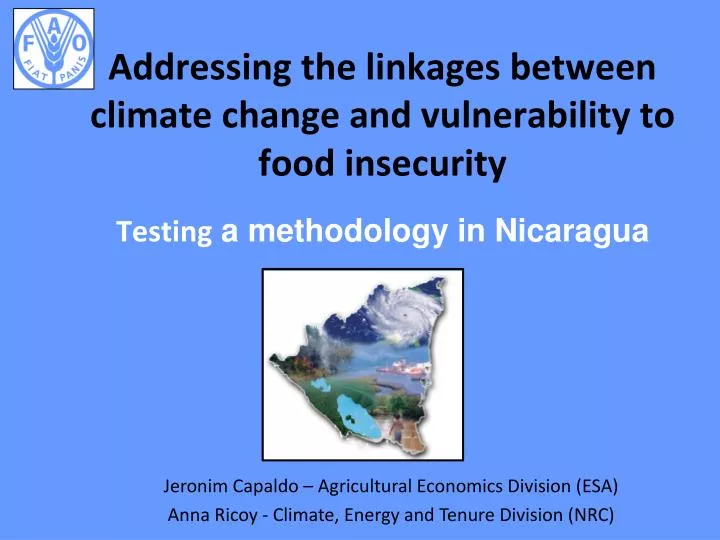 addressing the linkages between climate change and vulnerability to food insecurity