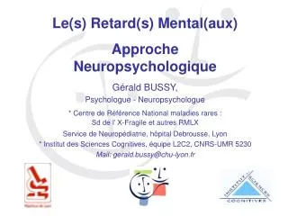Le(s) Retard(s) Mental(aux) Approche Neuropsychologique