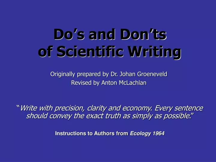 do s and don ts of scientific writing