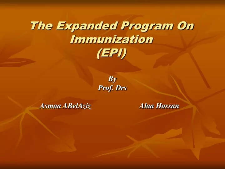 the expanded program on immunization epi