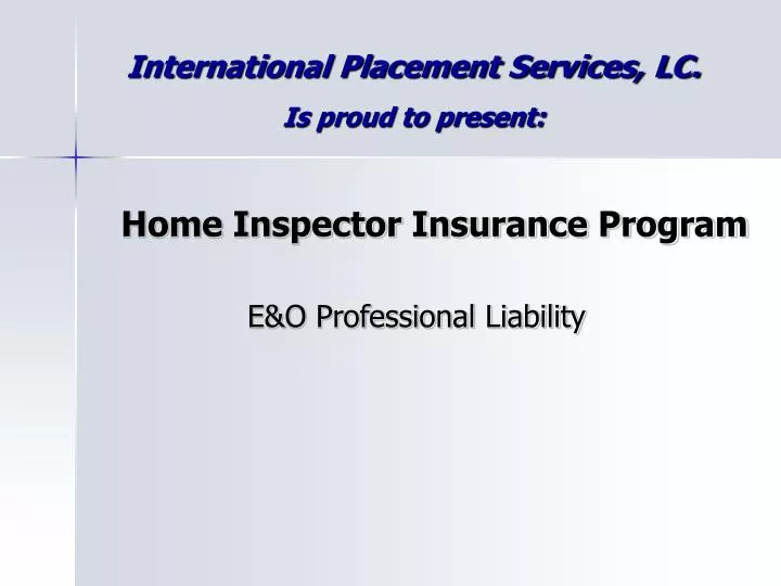 home inspector insurance program