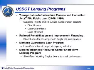 USDOT Lending Programs
