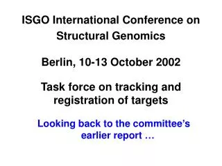 ISGO International Conference on Structural Genomics