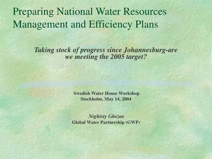 preparing national water resources management and efficiency plans