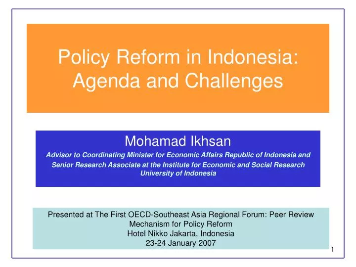 policy reform in indonesia agenda and challenges