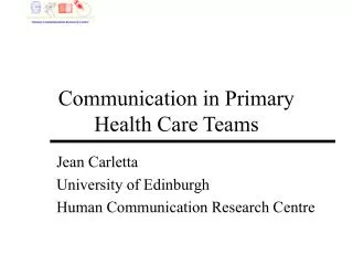Communication in Primary Health Care Teams