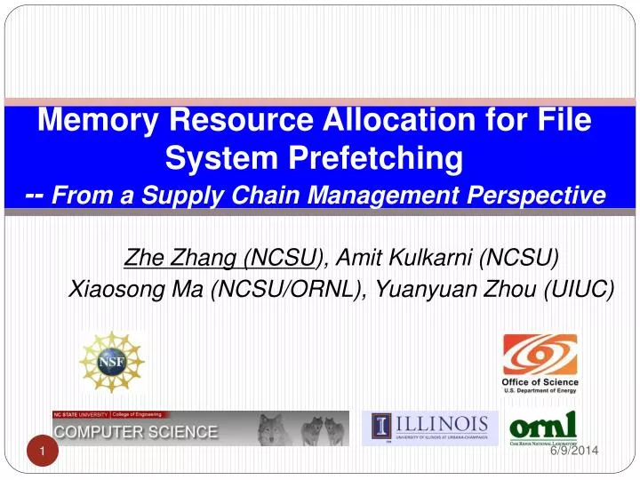 memory resource allocation for file system prefetching from a supply chain management perspective