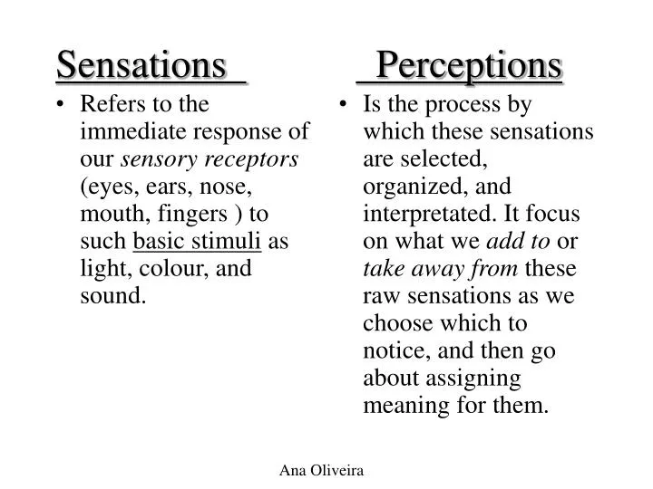 sensations perceptions