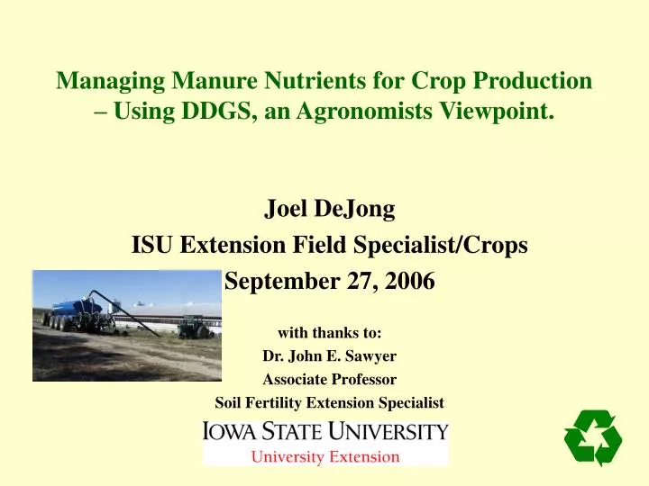 managing manure nutrients for crop production using ddgs an agronomists viewpoint