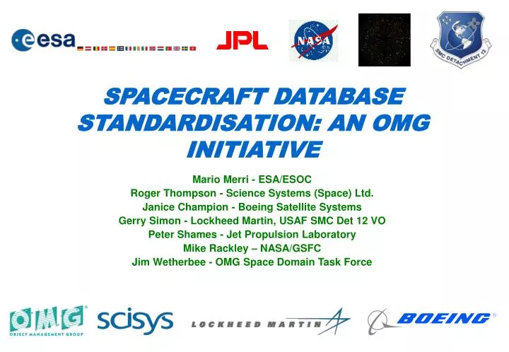 spacecraft database standardisation an omg initiative